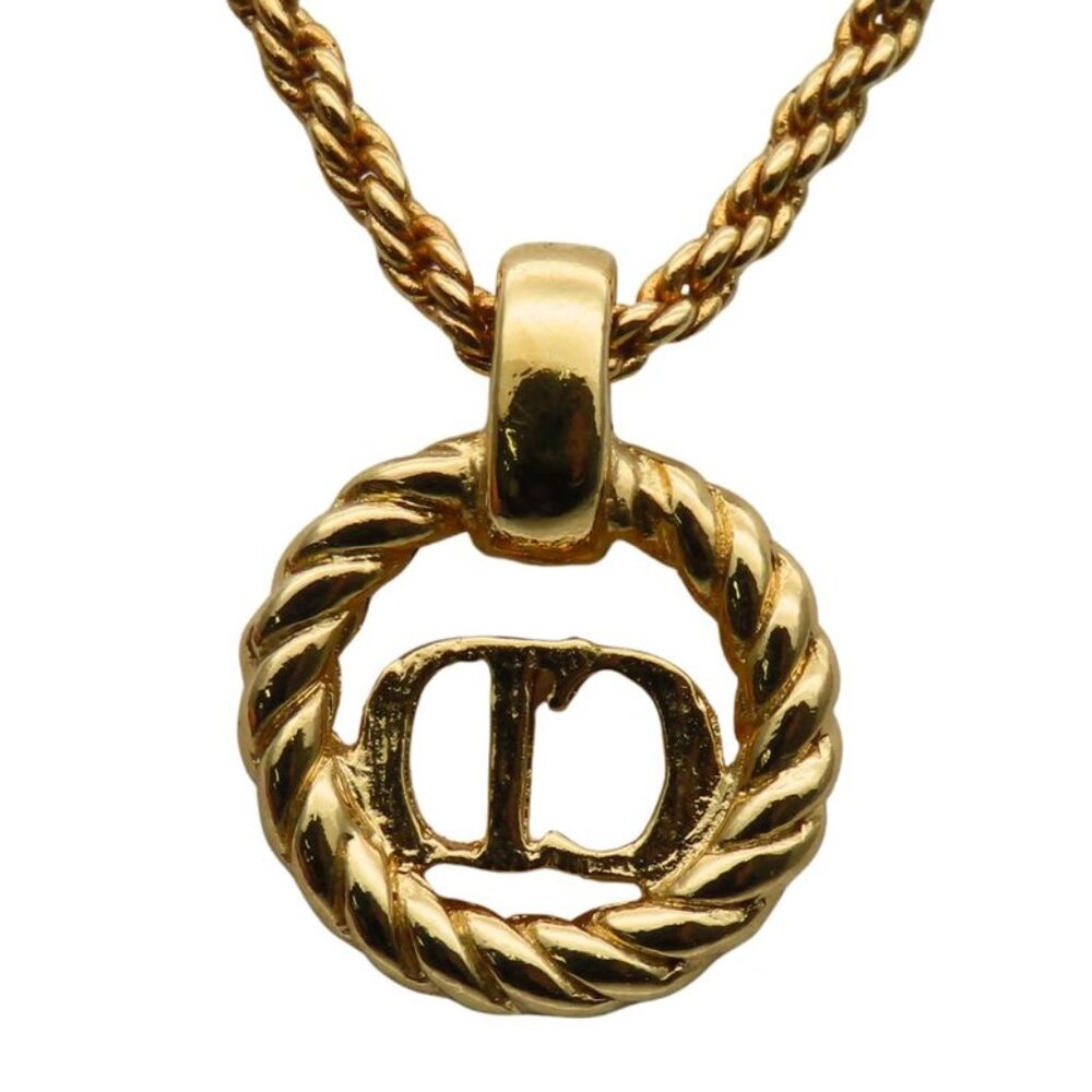Christian Dior Necklace CD Logo Twisted Metal Gold Plated GP Accessories - Picture 2 of 9